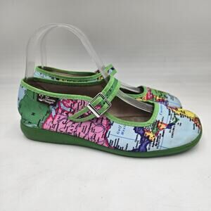 Hot Chocolate Design Chocolaticas Mary Jane Shoes Map Globe womens Sz EU 37 US 7
